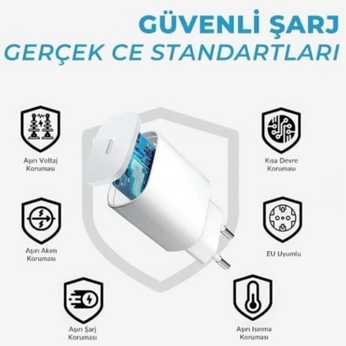 25W iPhone Uyumlu Hızlı Şarj Adaptörü ve Type-C Lightning Kablo Seti - Hızlı ve Güvenli Şarj Çözümü